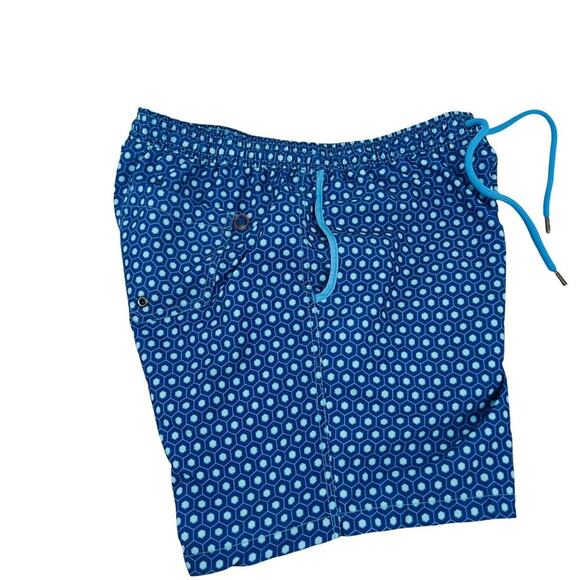 Mr Swim Blue Hexagon Geometric Print Swim Trunks Mens Size Xlarge - Picture 4 of 13